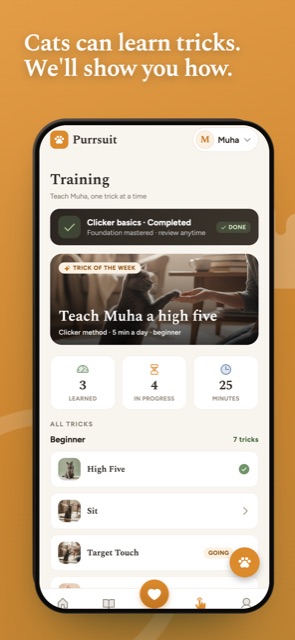 Trick training with step-by-step lessons